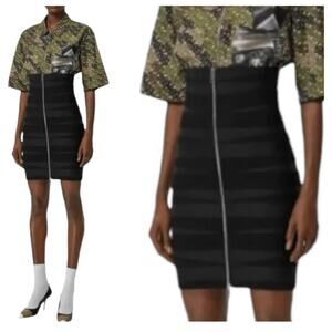 Burberry Bandage Mini Skirt with Double Exposed Zipper in Black Size 4 NEW